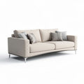 Canapé en tissu beige avec coussins décoratifs dimensions 200 x 90 x 85 cm