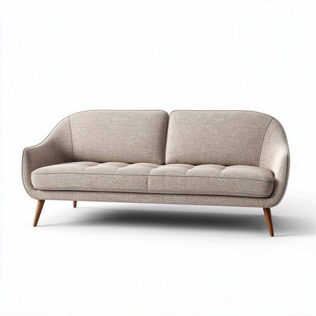 Canapé en tissu beige avec structure en bois 180 x 85 x 75cm