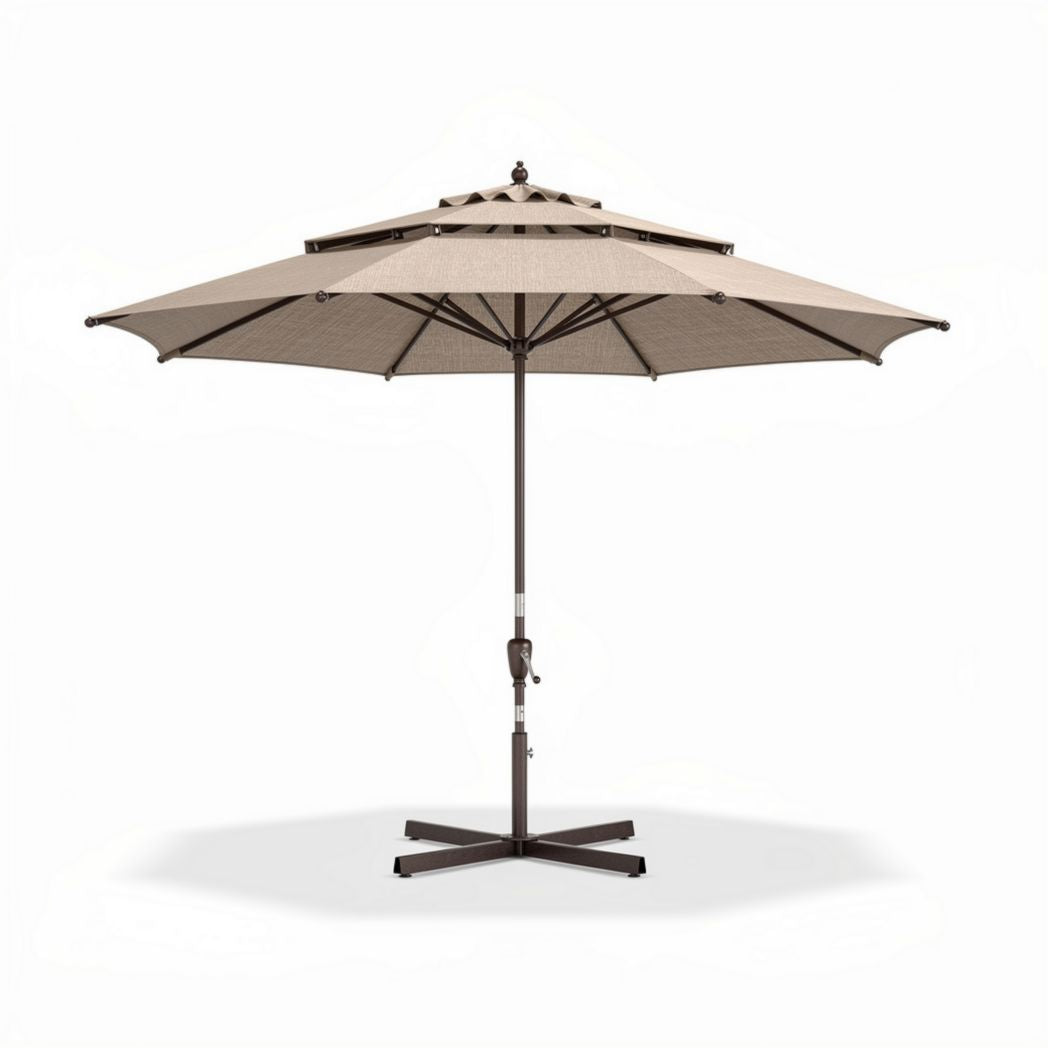 Parasol déporté en aluminium à toile beige 200 x 200 x 250cm pour terrasse