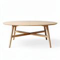 Table ovale en bois clair avec pieds en bois 180 x 90 x 75cm pour salle à manger