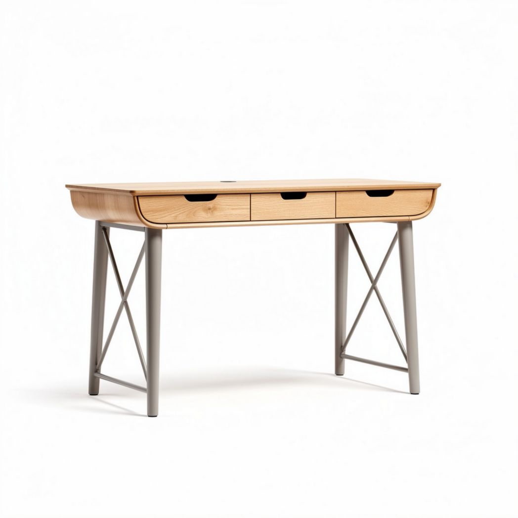 Bureau en bois de chêne naturel avec tiroirs dimensions 120 x 60 x 75cm