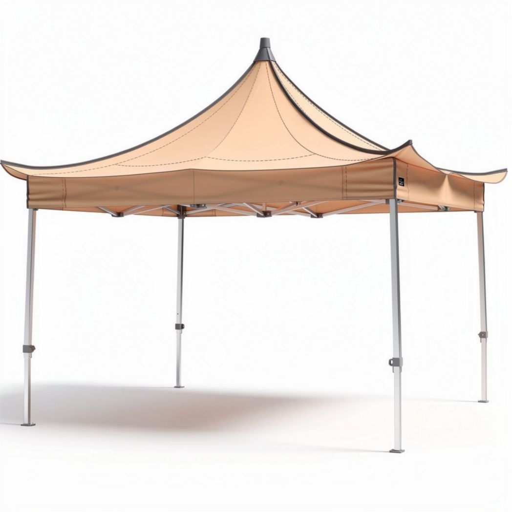 Tente pliante en polyester beige pour jardin 300 x 300 x 250cm