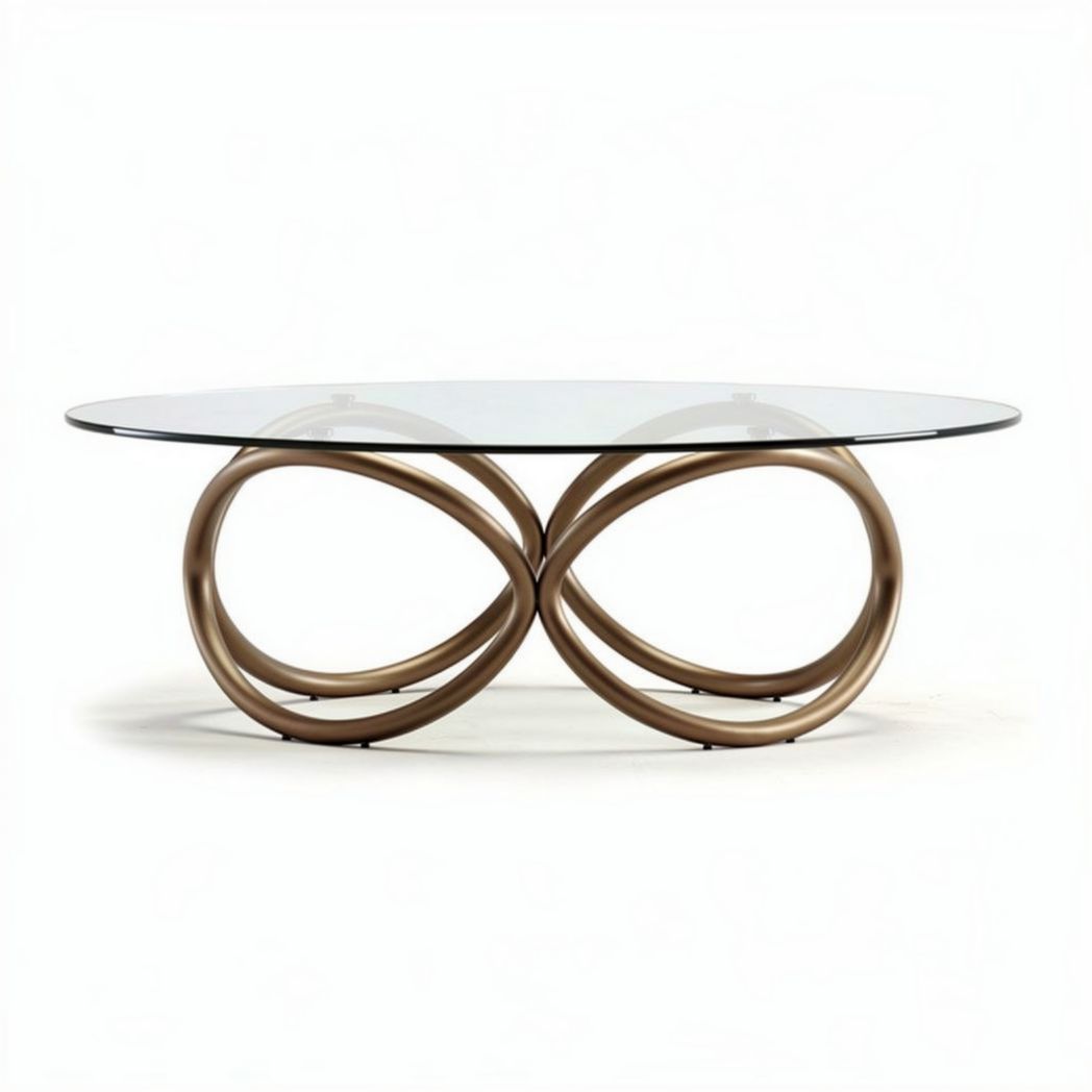 Table basse ronde en verre avec base en métal doré taille 150 x 150 x 45cm