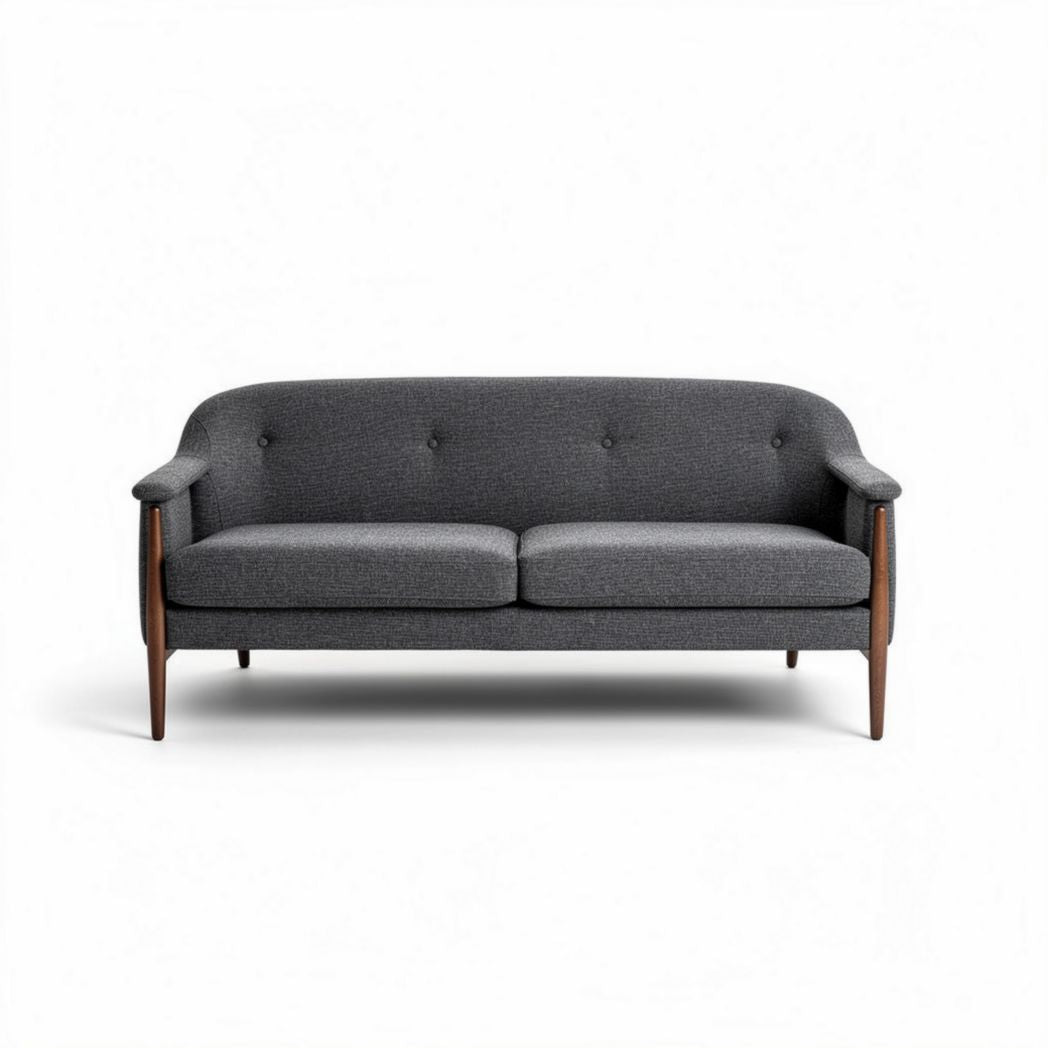 Canapé en tissu gris foncé avec structure en bois dimensions 180 x 80 x 70cm