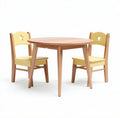Table ronde en bois avec deux chaises jaunes pour enfants 80 x 80 x 70cm