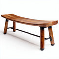 Banc courbé en bois avec pieds en métal 120 x 40 x 45cm pour intérieur et extérieur