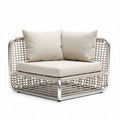 Fauteuil d'angle en aluminium et tissu beige 80 x 80 x 70cm pour extérieur